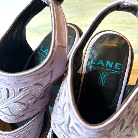 Lane Lavender Leather Western Cut-Out Booties Women’s Size 7 Embroidered Cowgirl - Picture 9 of 11